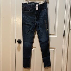NWT American Eagle Outfitters Dark Blue Denim Hi-Rise Jeggings Size 10